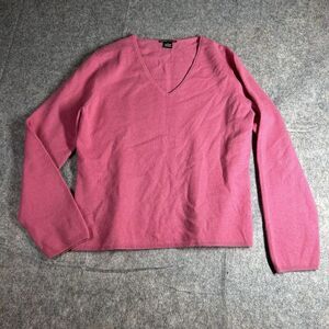 Sandra Cashmere Sweater Women's Large Pink V-Neck Pullover Luxury Barbiecore